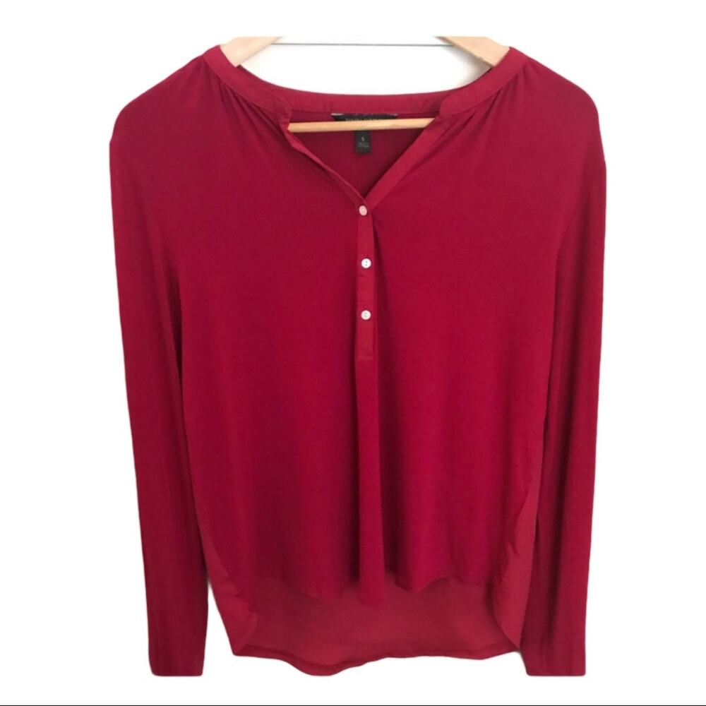 Banana Republic Magenta Henley Blouse Size Small Long Sleeve